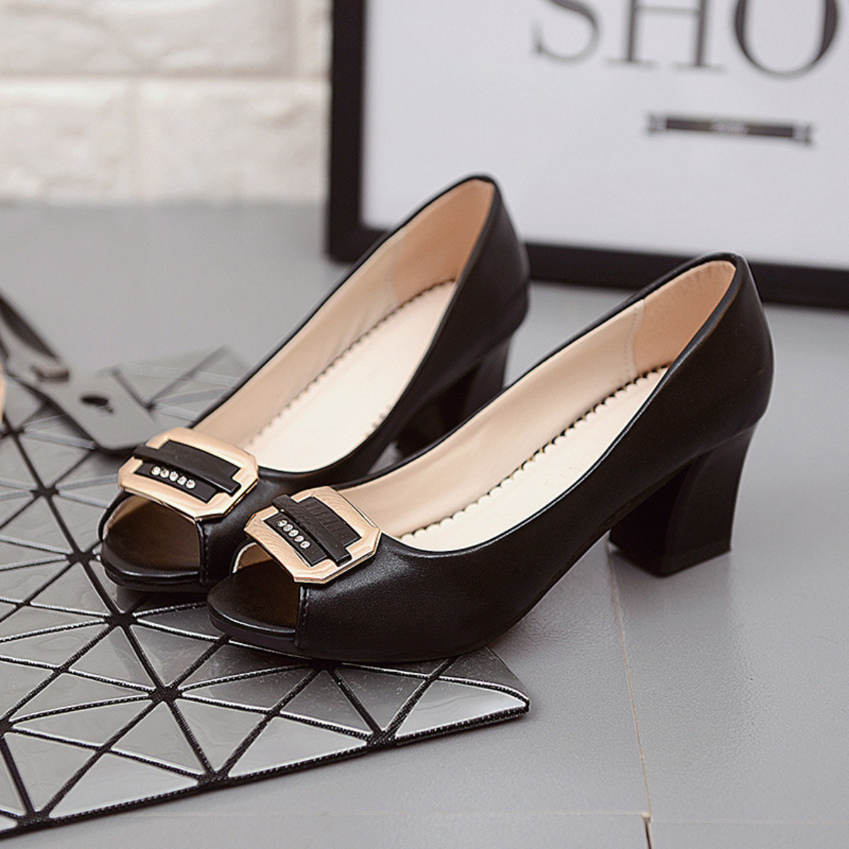 Peep Toe Block Heels Sandals
