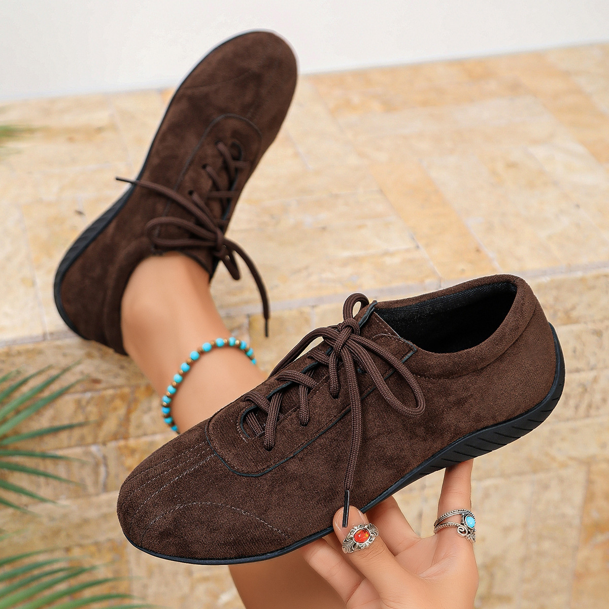 Round Toe Lace Up Sneakers