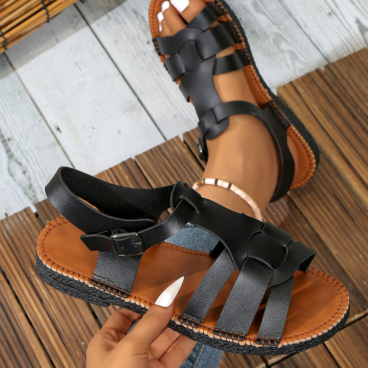 Open Toe Flat Sandals