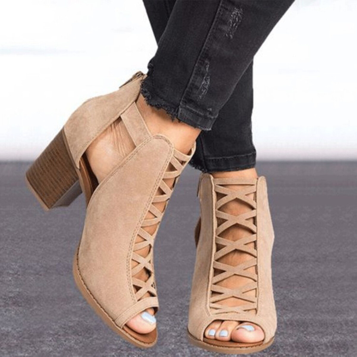 Peep Toe Block Heels Sandals
