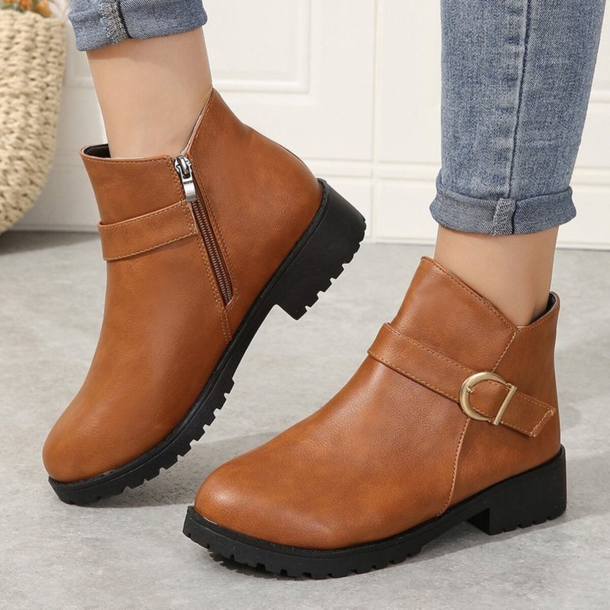 Buckle Accent Ankle Boots