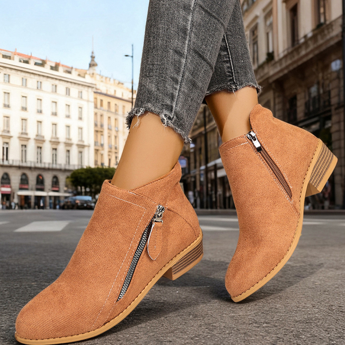 Point Toe Block Heels Boots