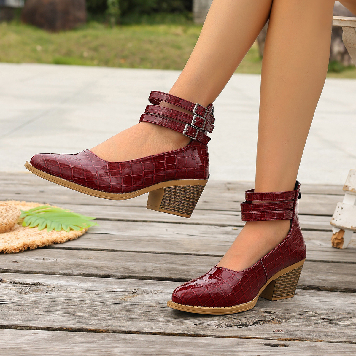 Point Toe Block Heels Pumps