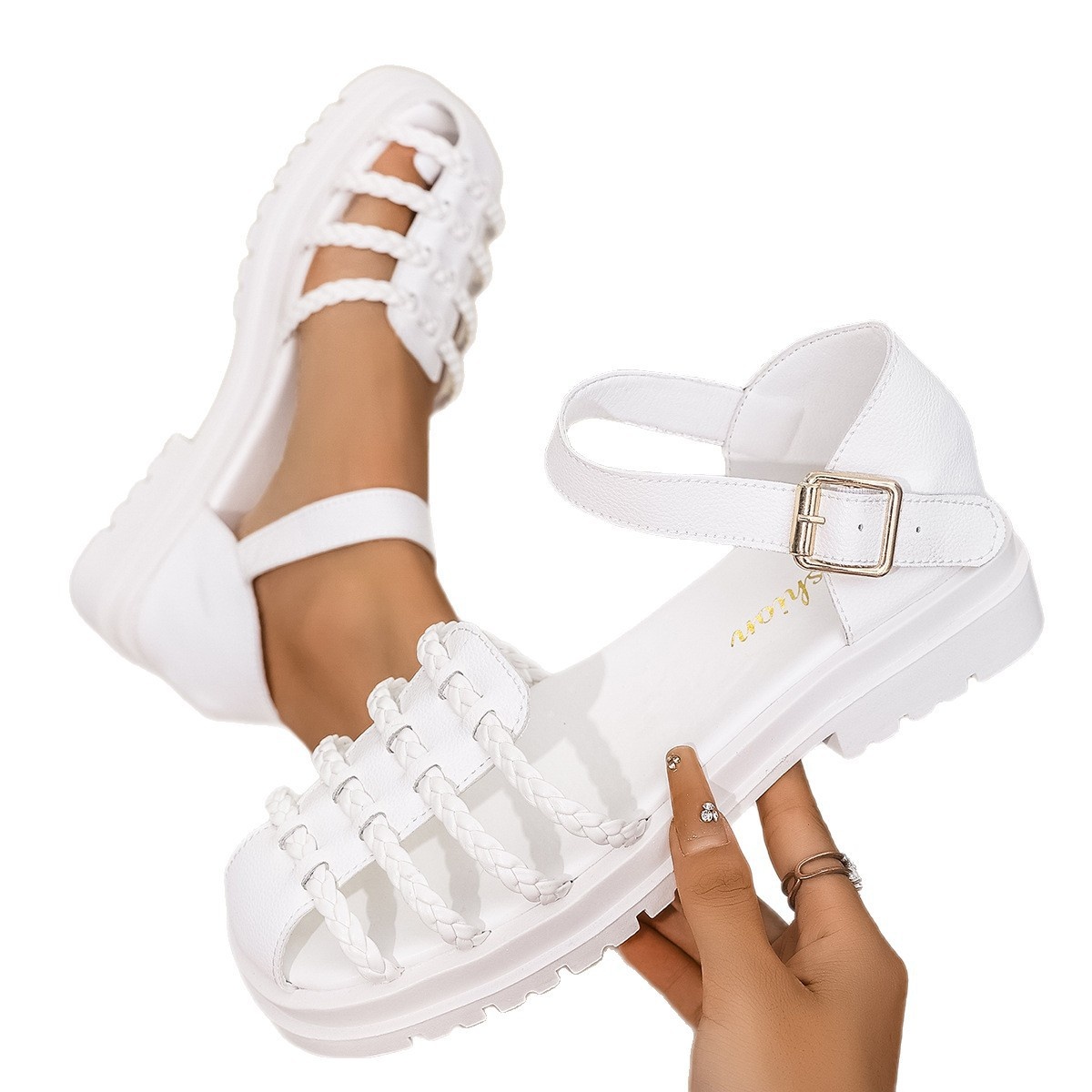 Braided Ankle Strap Sandals