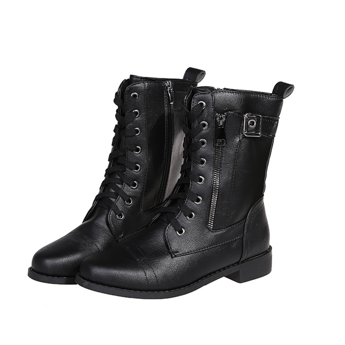 Lace-Up Ankle Boots with Zipper Detail