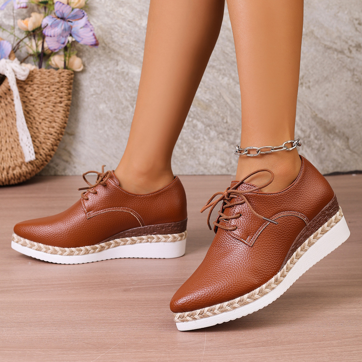 Point Toe Lace Up Sneakers