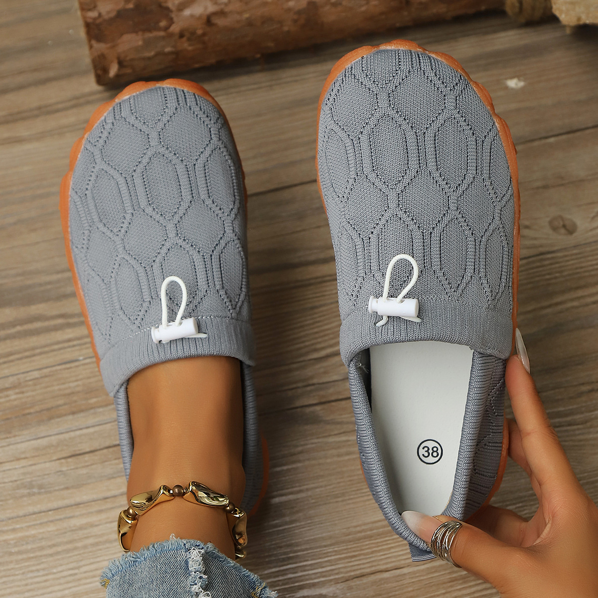 Round Toe Drawstring Slip-Ons