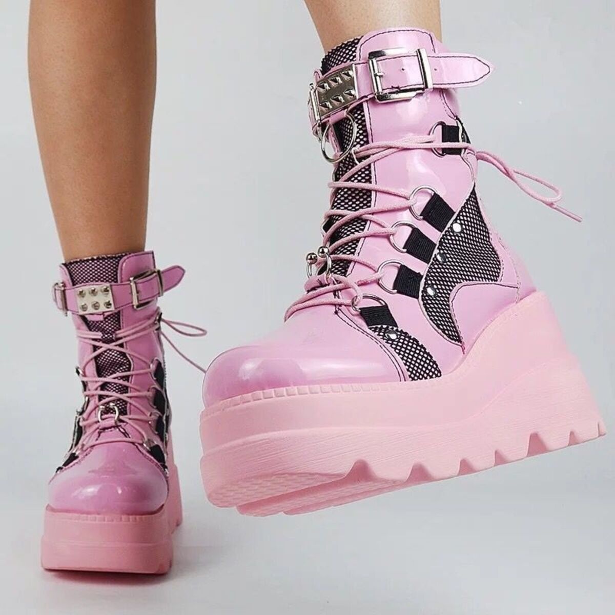 Lace Up Platform Wedge Boots
