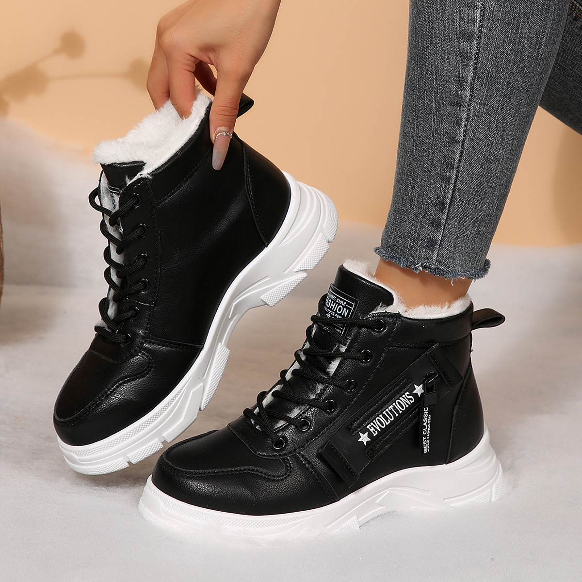 Premium Lace-Up Combat Boots with Fleece Line