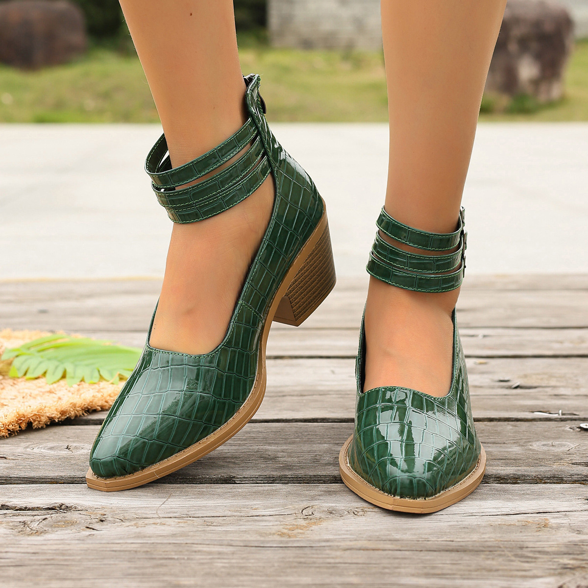 Point Toe Block Heels Pumps