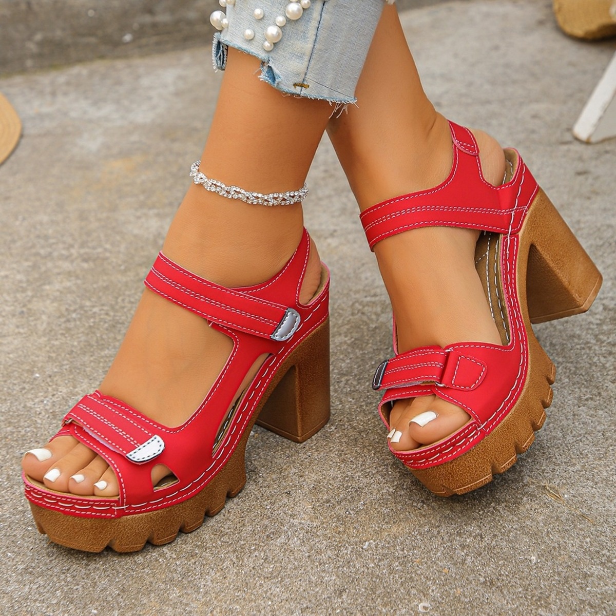 Open Toe Block Heels Sandals