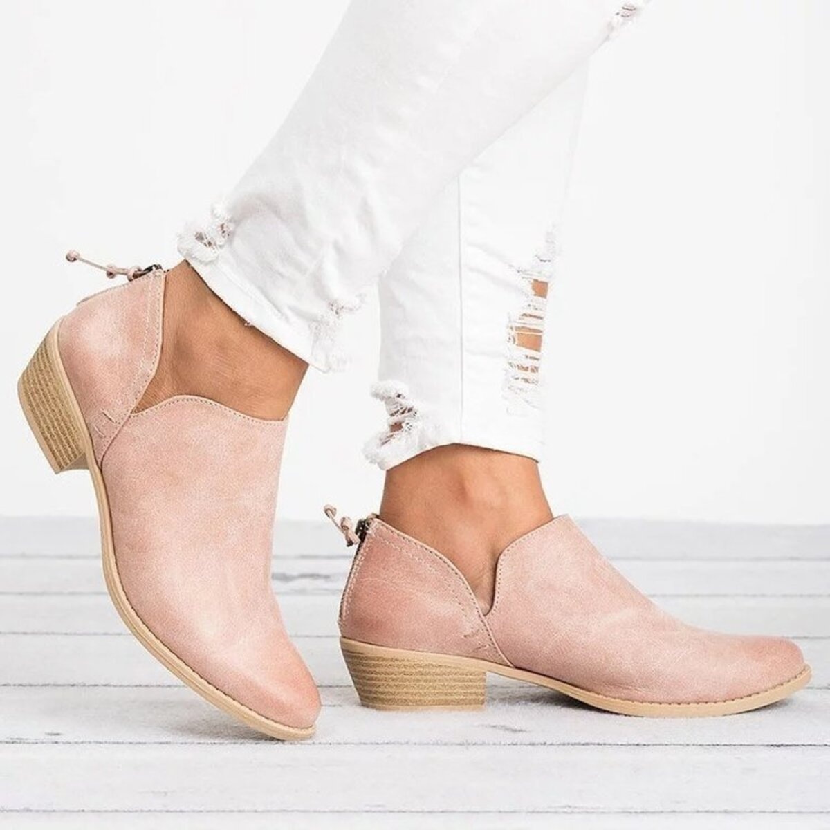 Point Toe Block Heels Boots