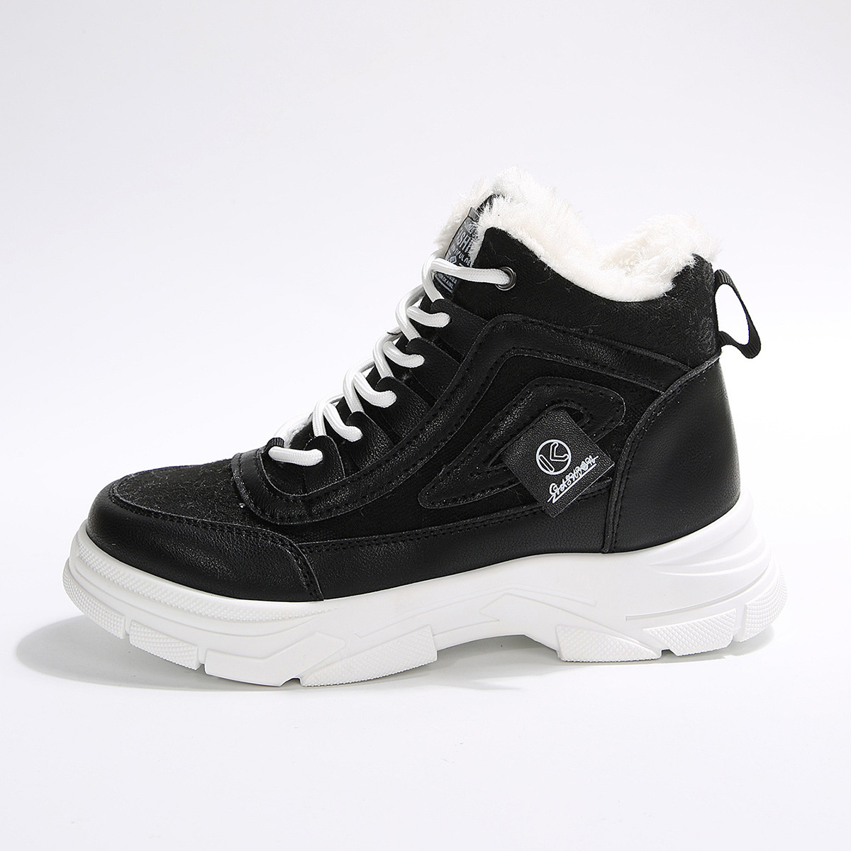 High-Top Platform Chunky Sneaker Boots with Lace-Up
