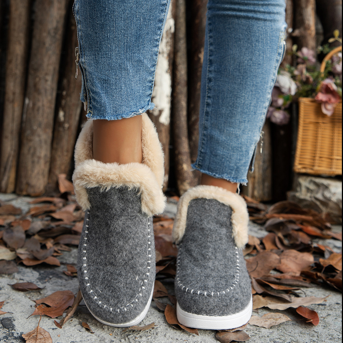 Round Toe Winter Ankle Boots