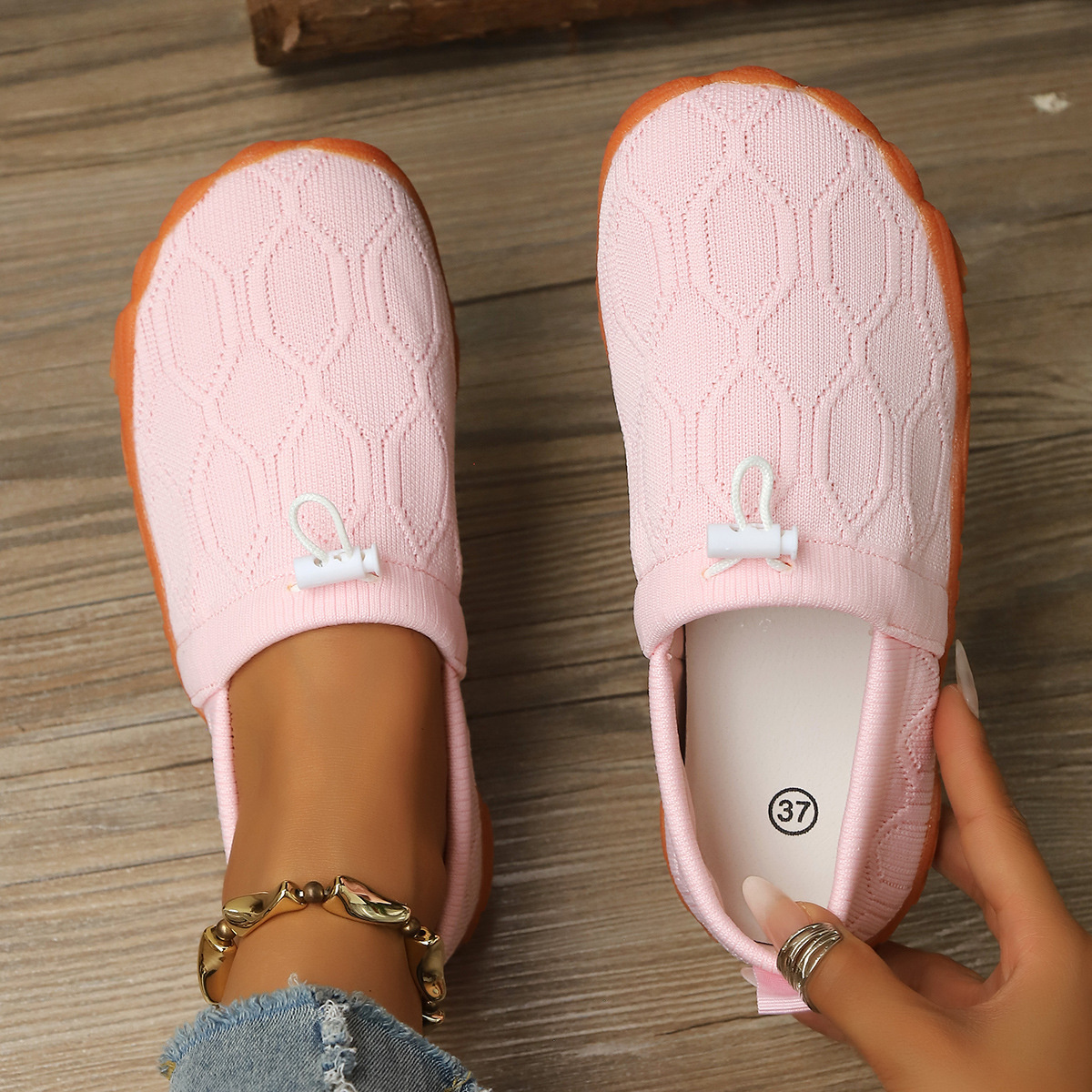 Round Toe Drawstring Slip-Ons
