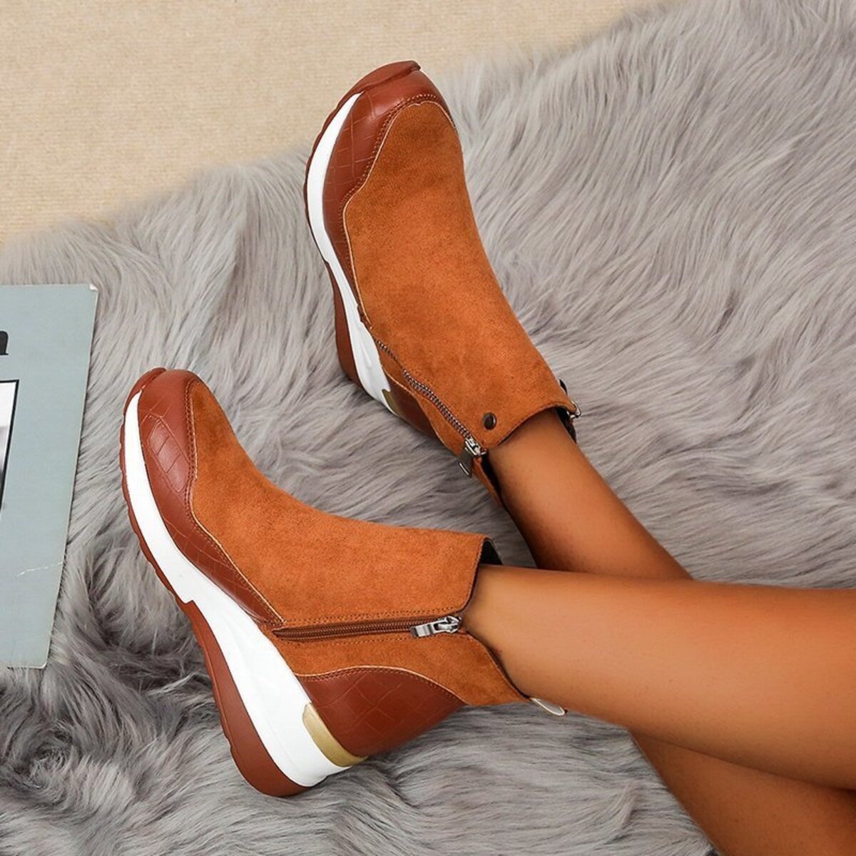 Side Zipper Ankle Boots