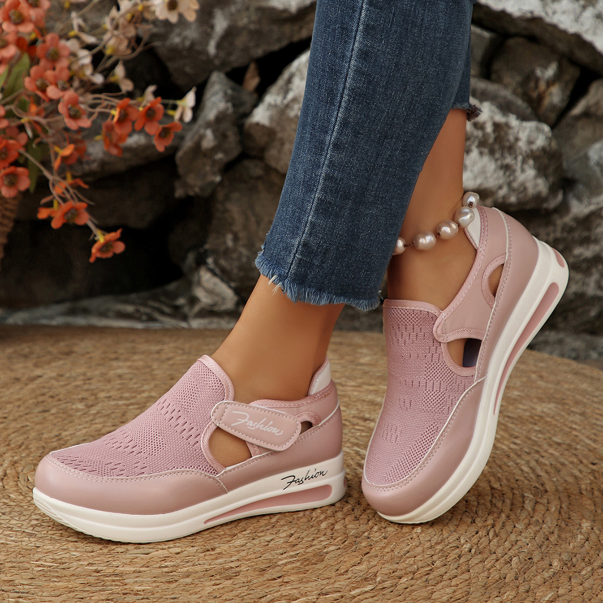 Breathable Mesh Wedge Sneakers