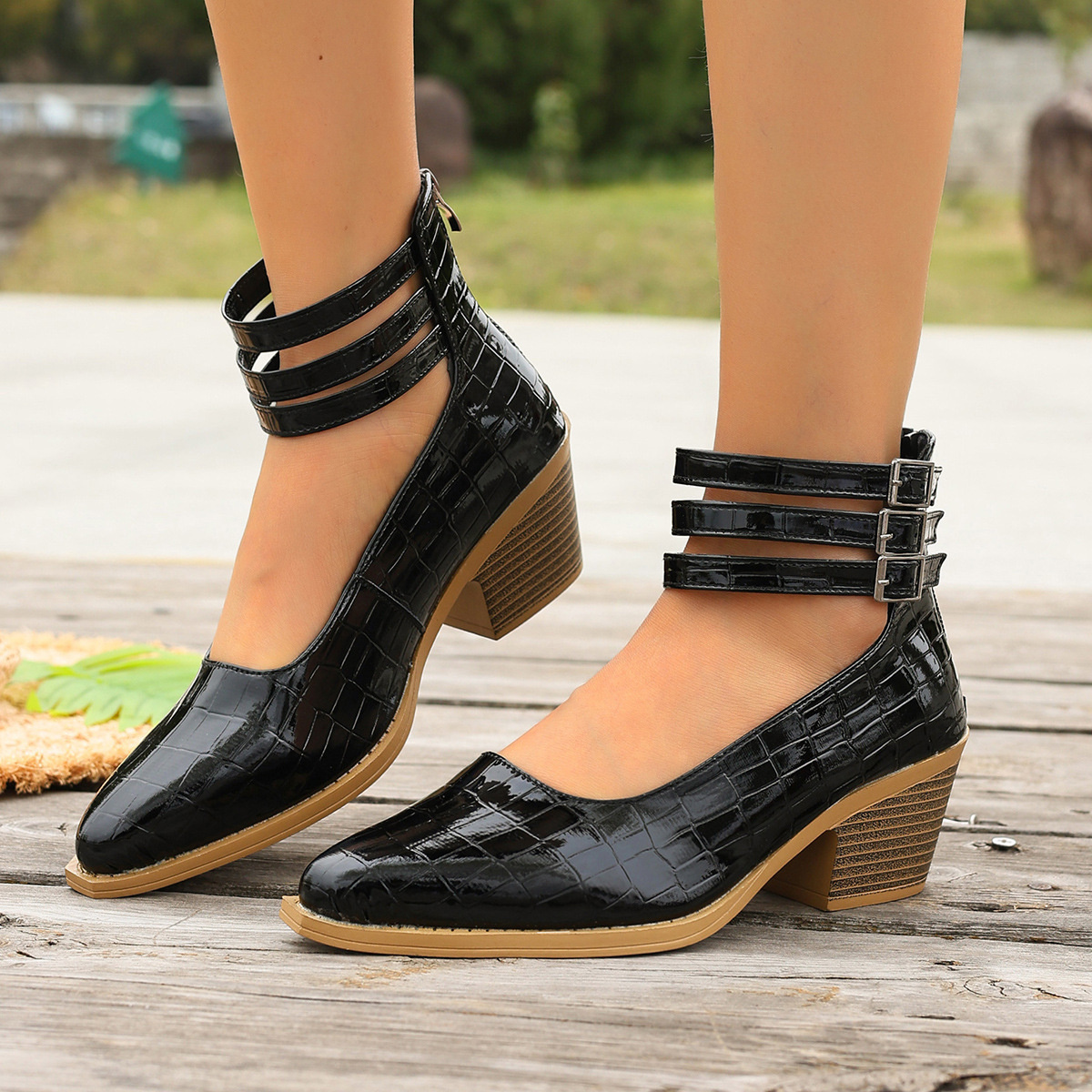 Point Toe Block Heels Pumps