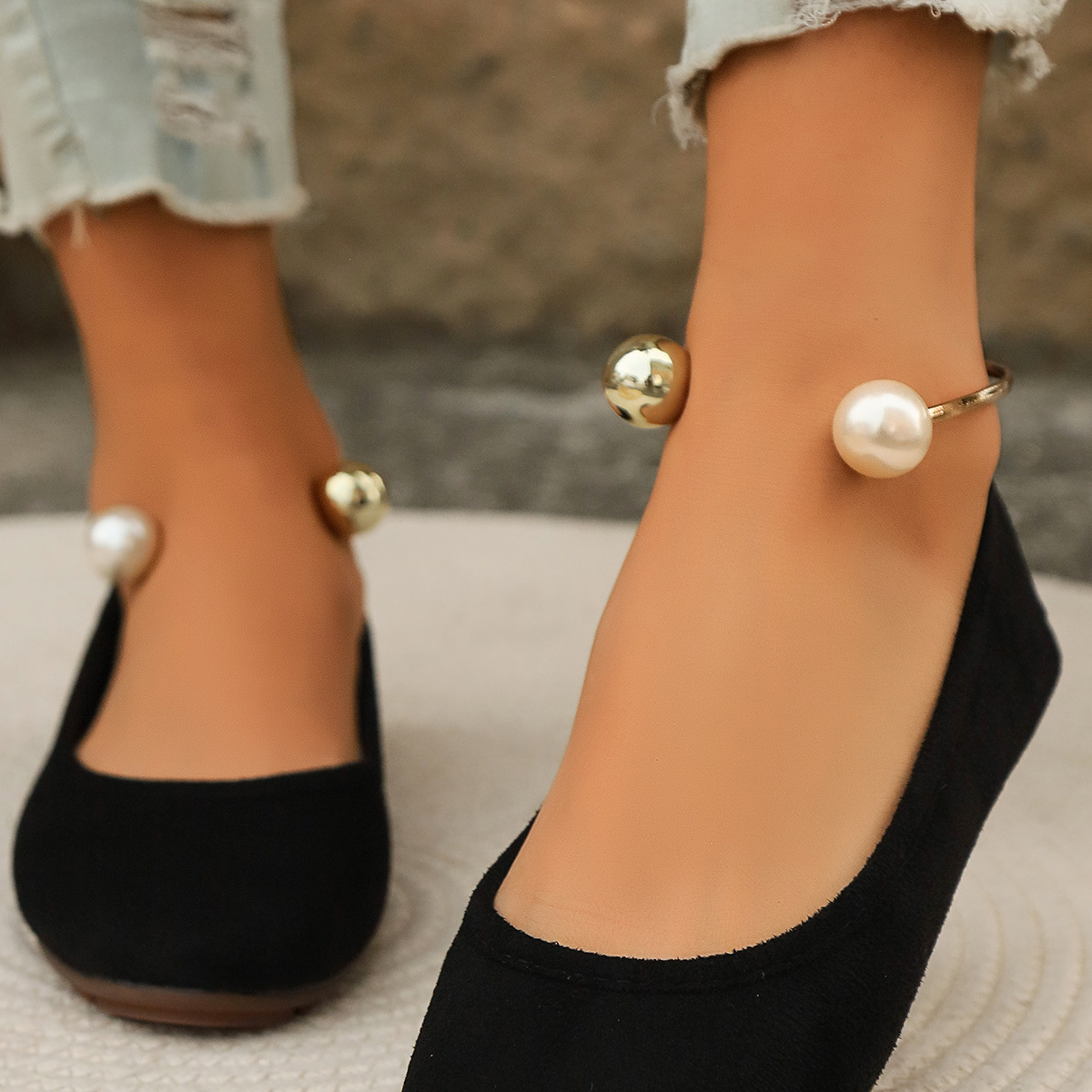 Pearl Ankle Strap Slip-Ons