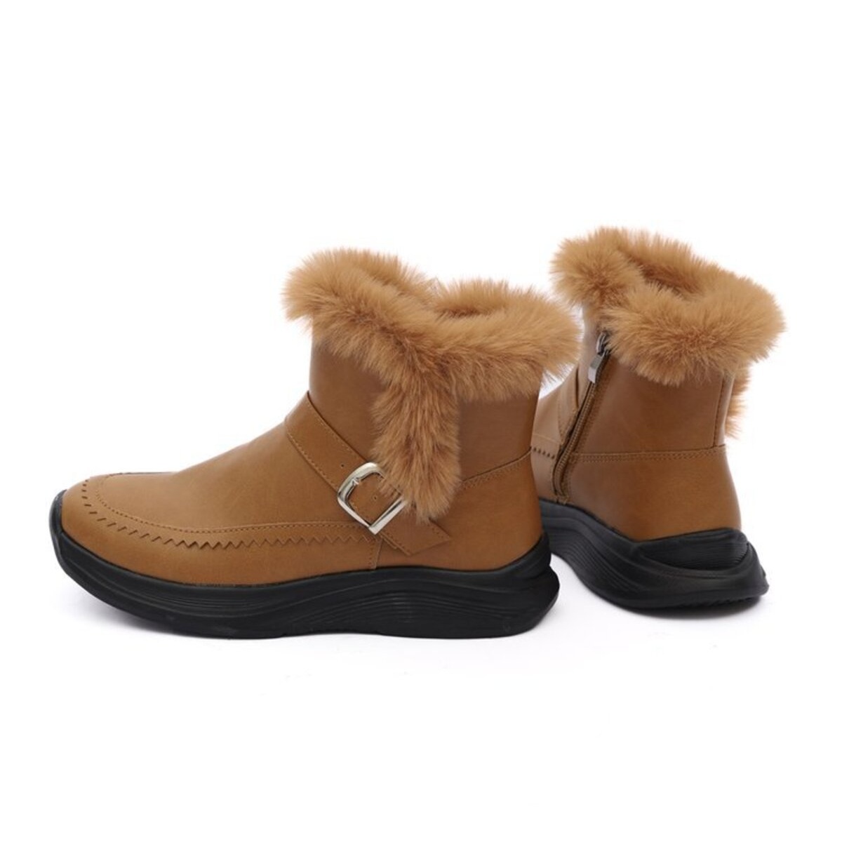 Faux Fur Buckle Boots