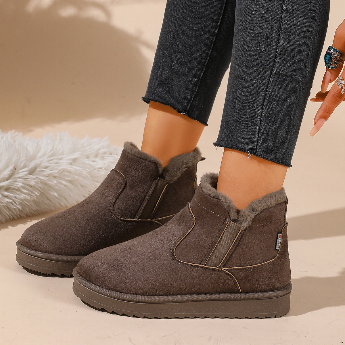 Plush Lined Winter Ankle Boots