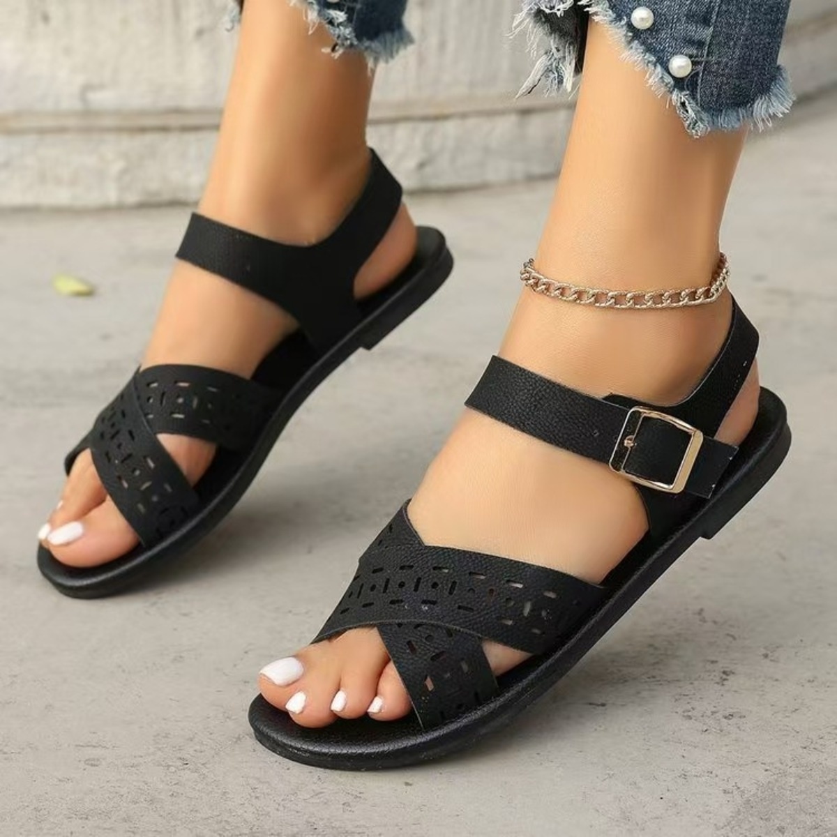Crisscross Strap Flats Sandals