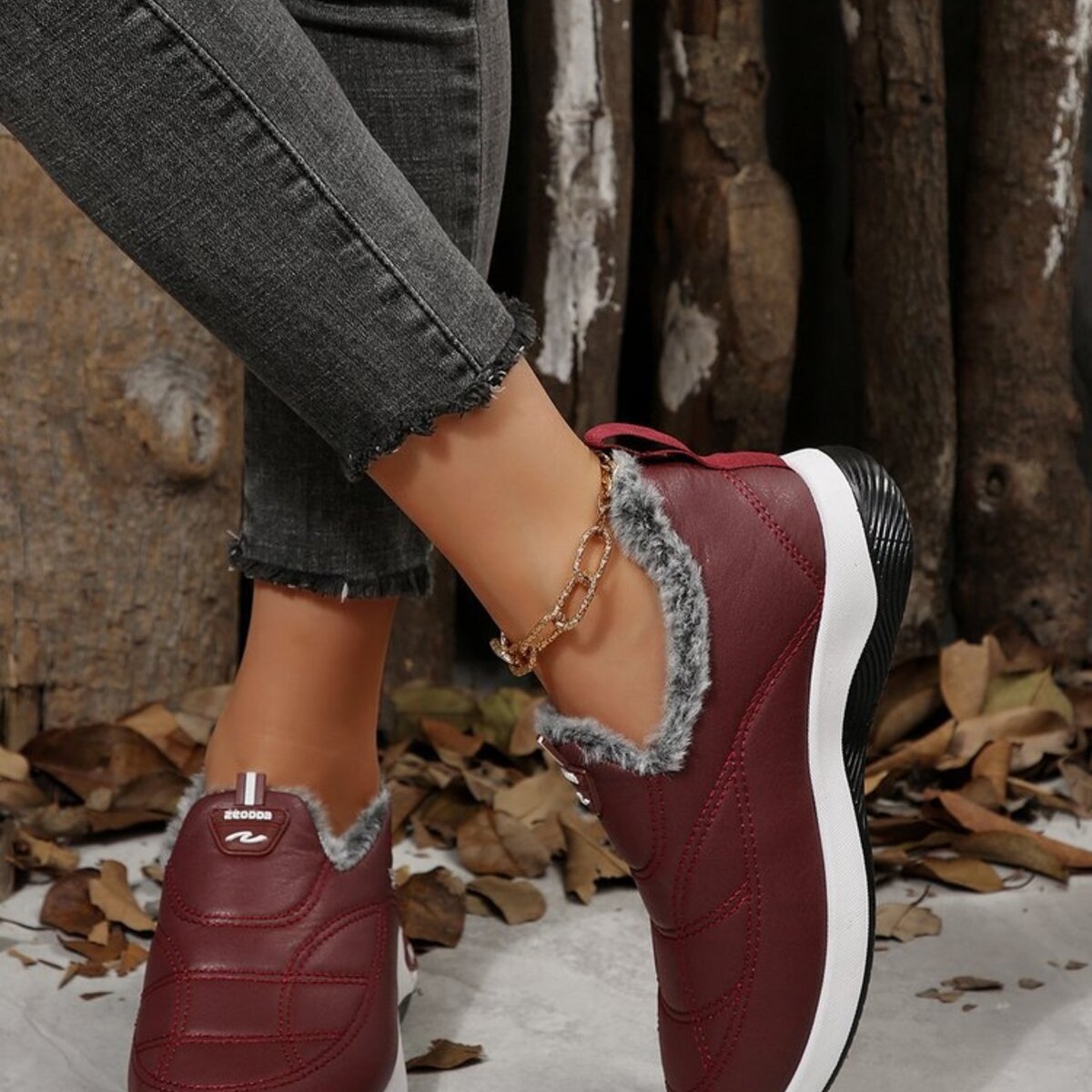 Plush Round Toe Platform Shoes