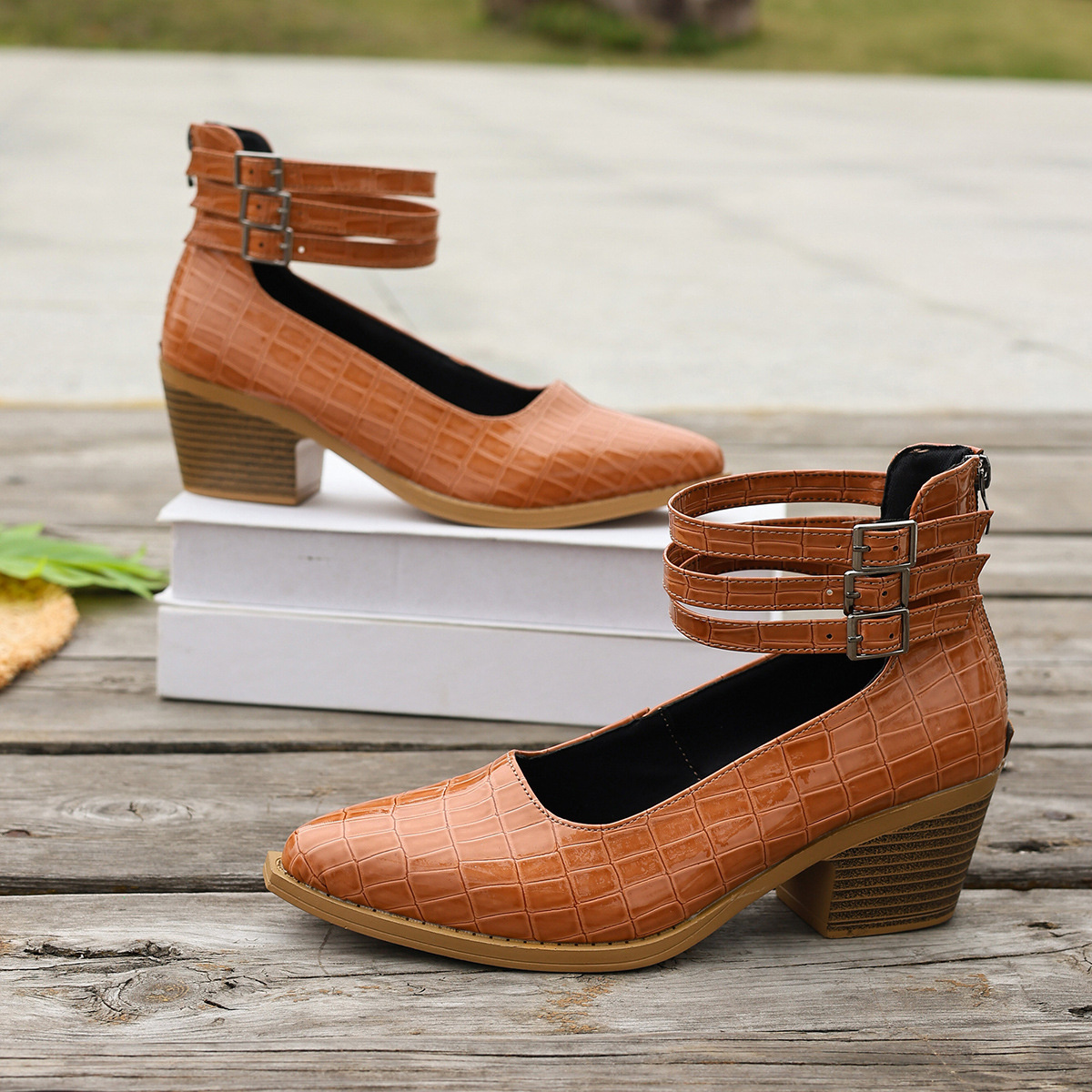 Point Toe Block Heels Pumps