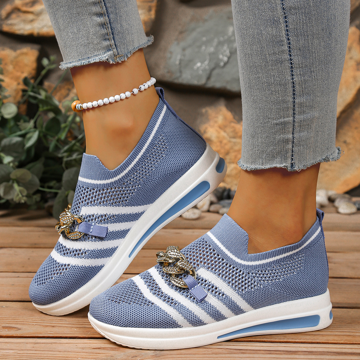Round Toe Mesh Slip-Ons