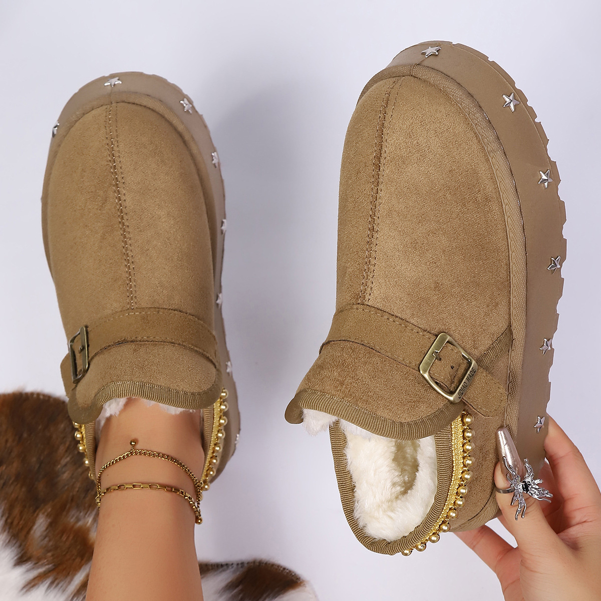 Platform Faux Fur Lined Ankle Boots