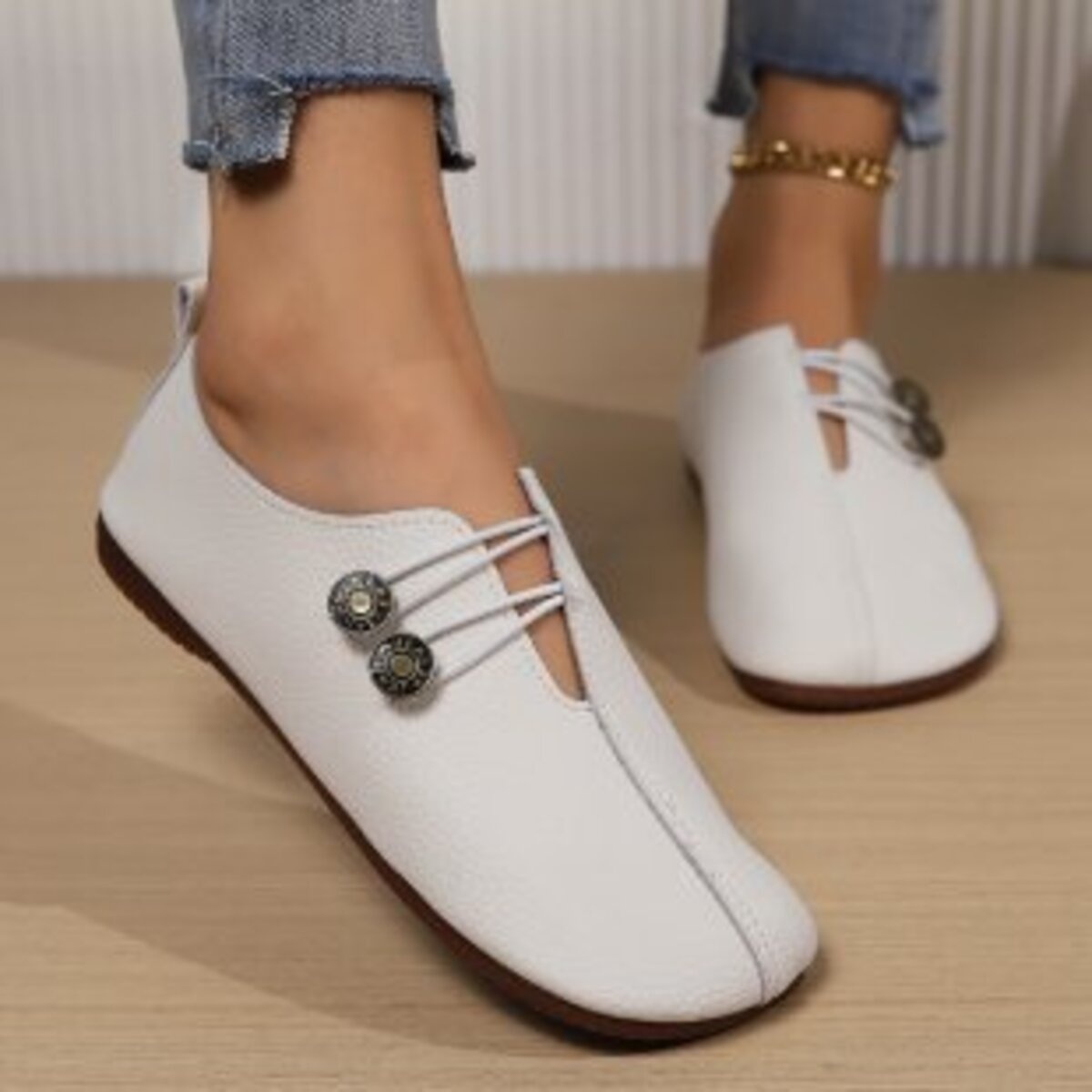 Casual Button Detail Slip-Ons