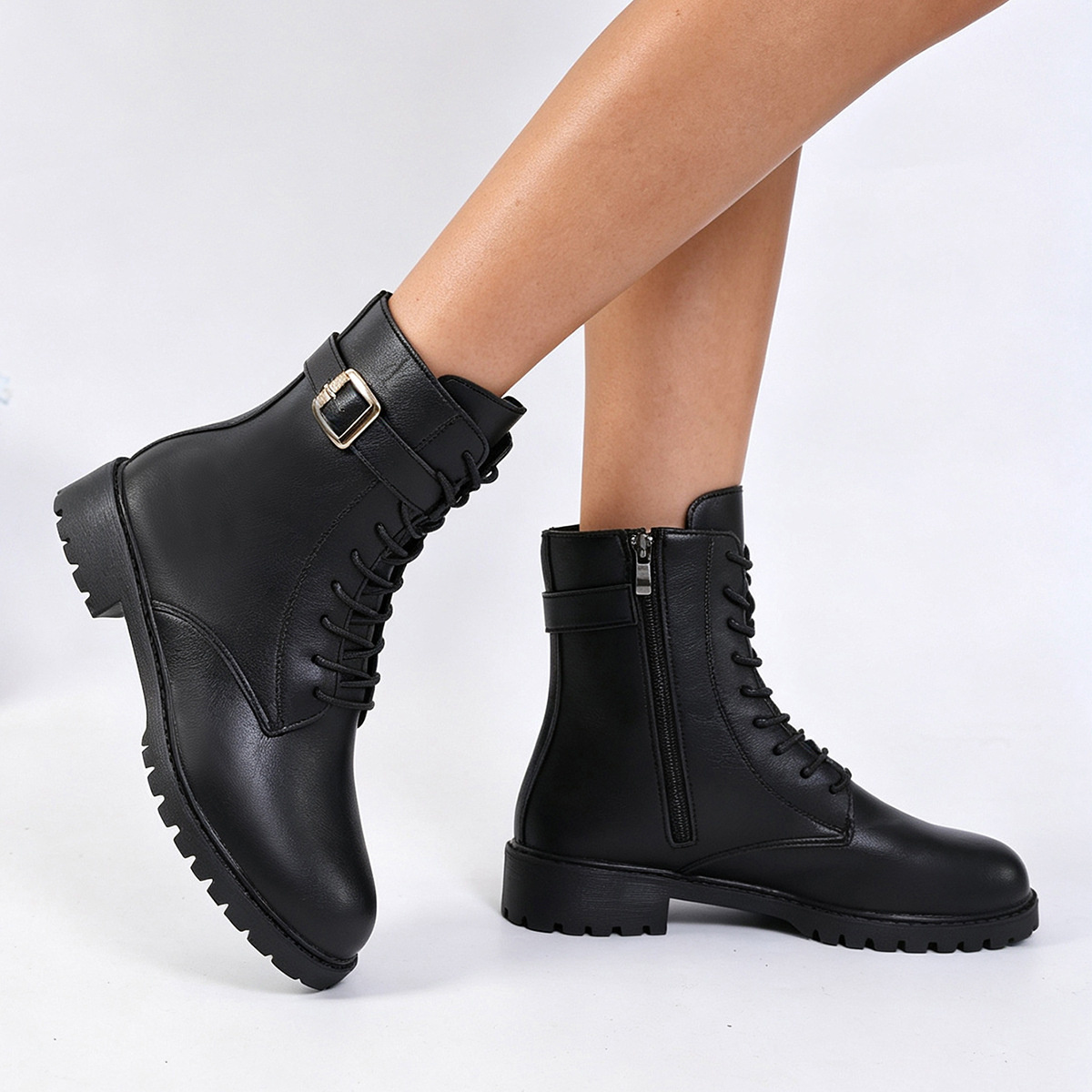 Round Toe Lace Up Boots