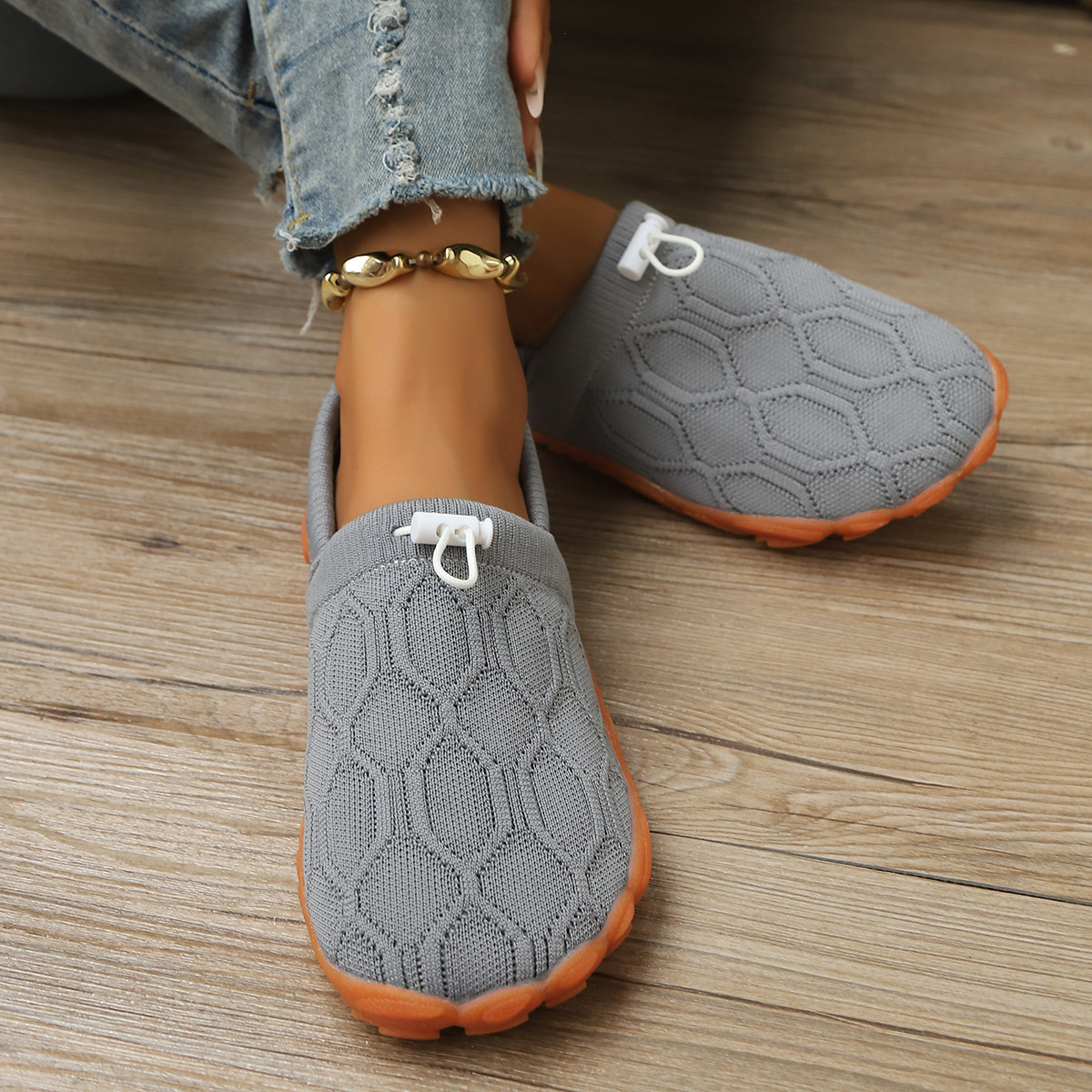 Round Toe Drawstring Slip-Ons