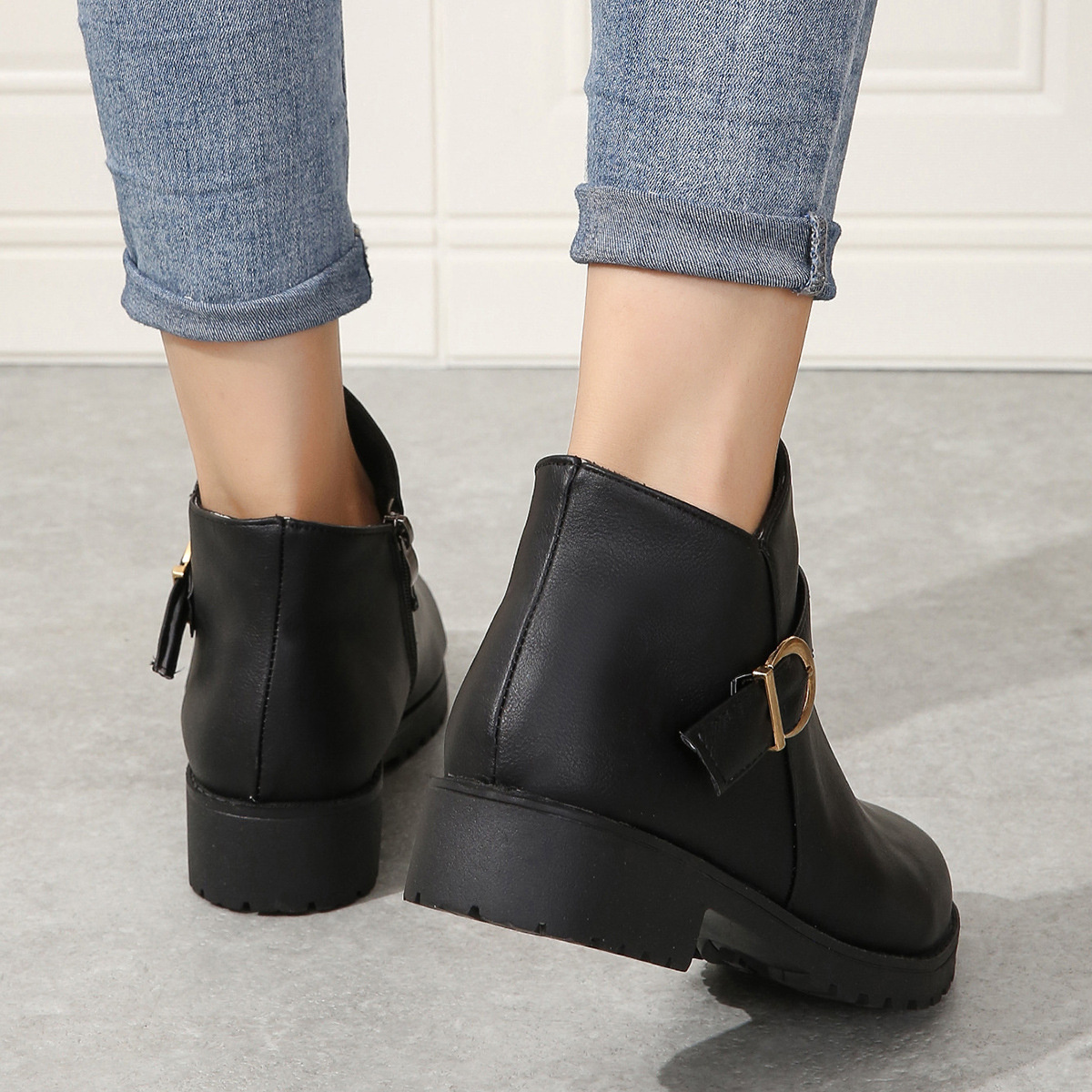 Buckle Accent Ankle Boots