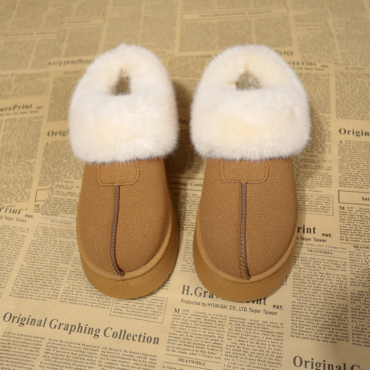 Fuzzy Platform Ankle Boots
