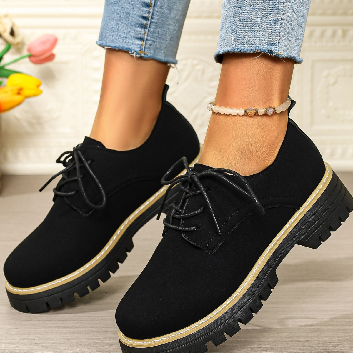Lace-Up Platform Loafers