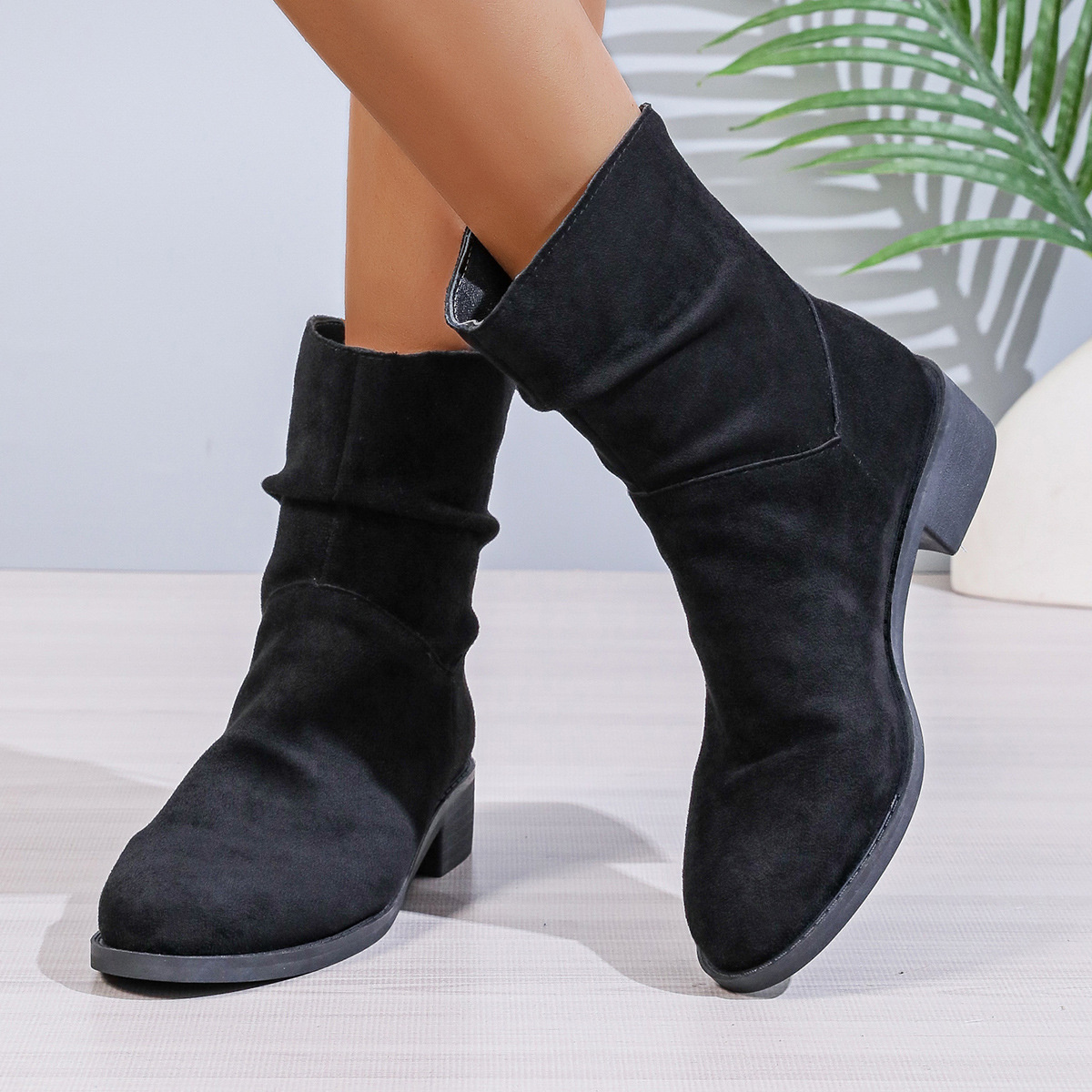 Point Toe Block Heels Boots