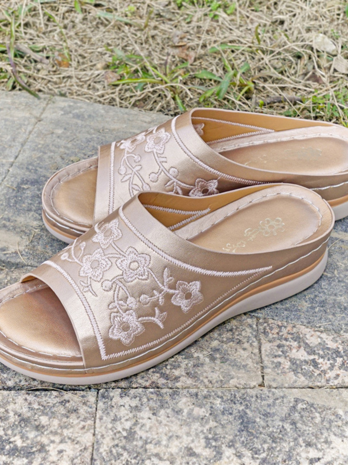 Floral Embroidered Comfort Sandals
