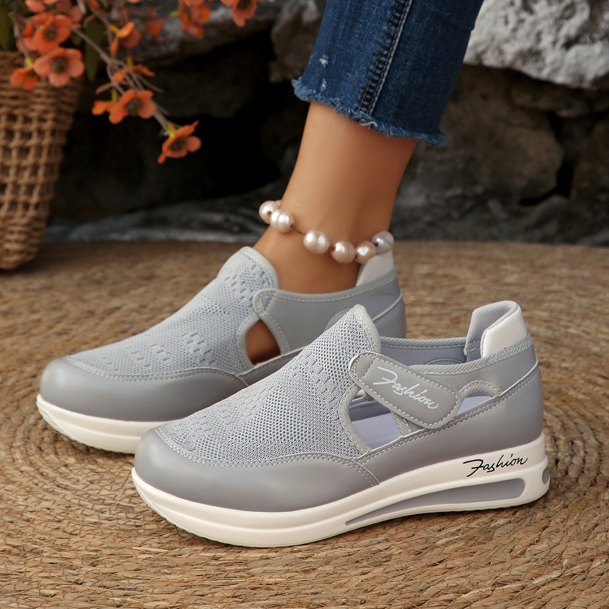 Breathable Mesh Wedge Sneakers