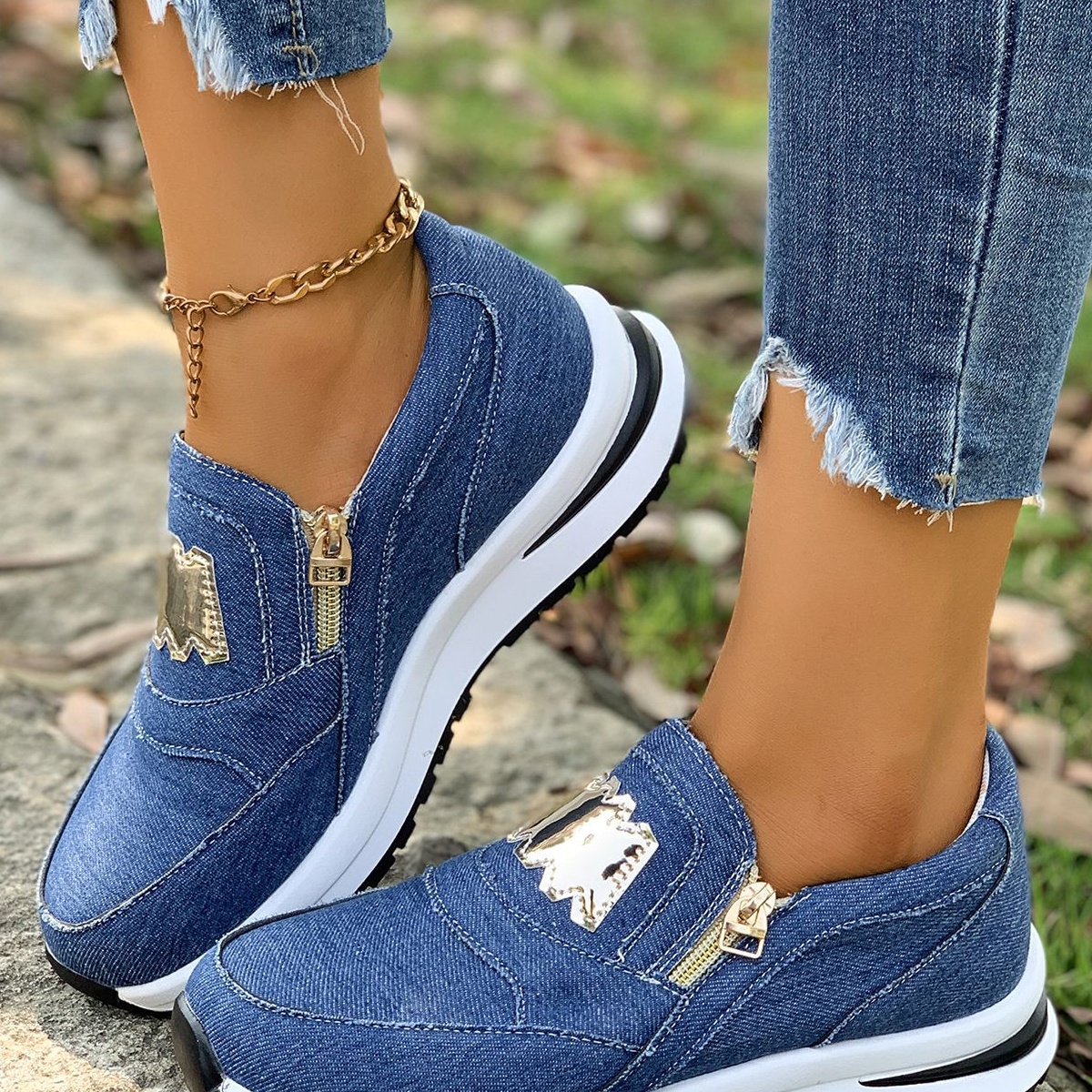 Round Toe Platform Slip-Ons