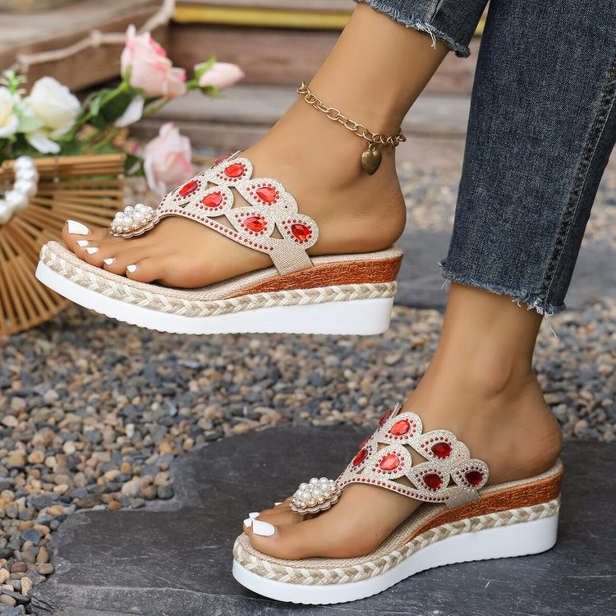 Toe Post Wedge Sandals