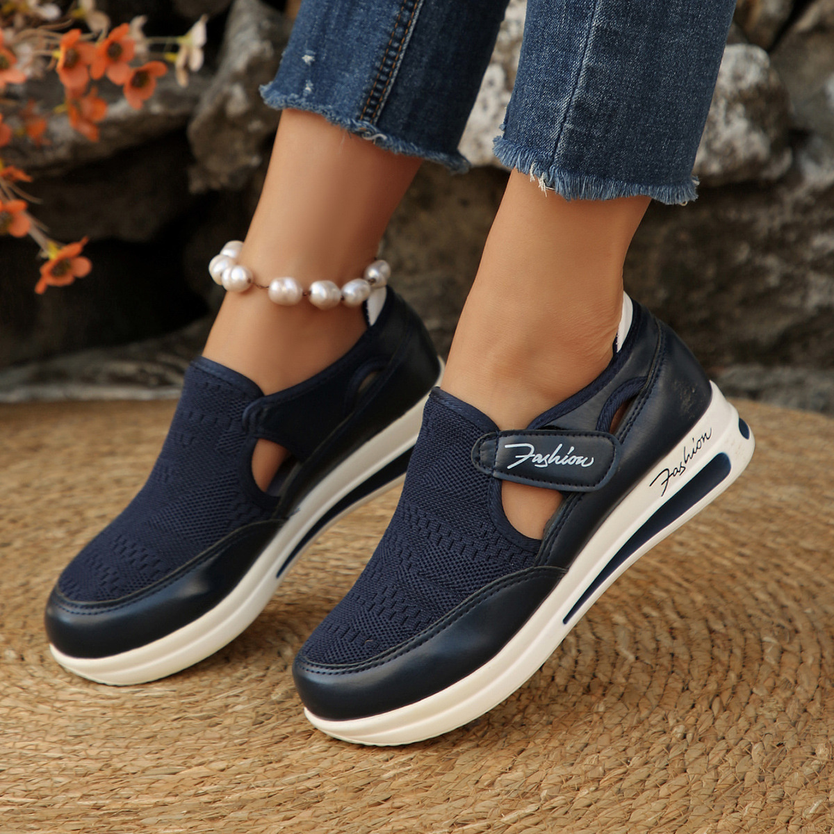 Breathable Mesh Wedge Sneakers