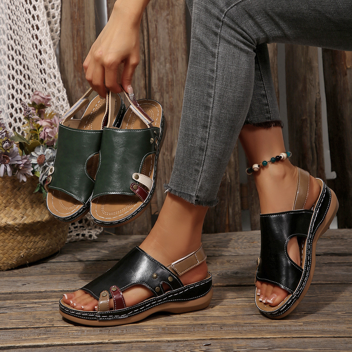 Open Toe Flats Sandals