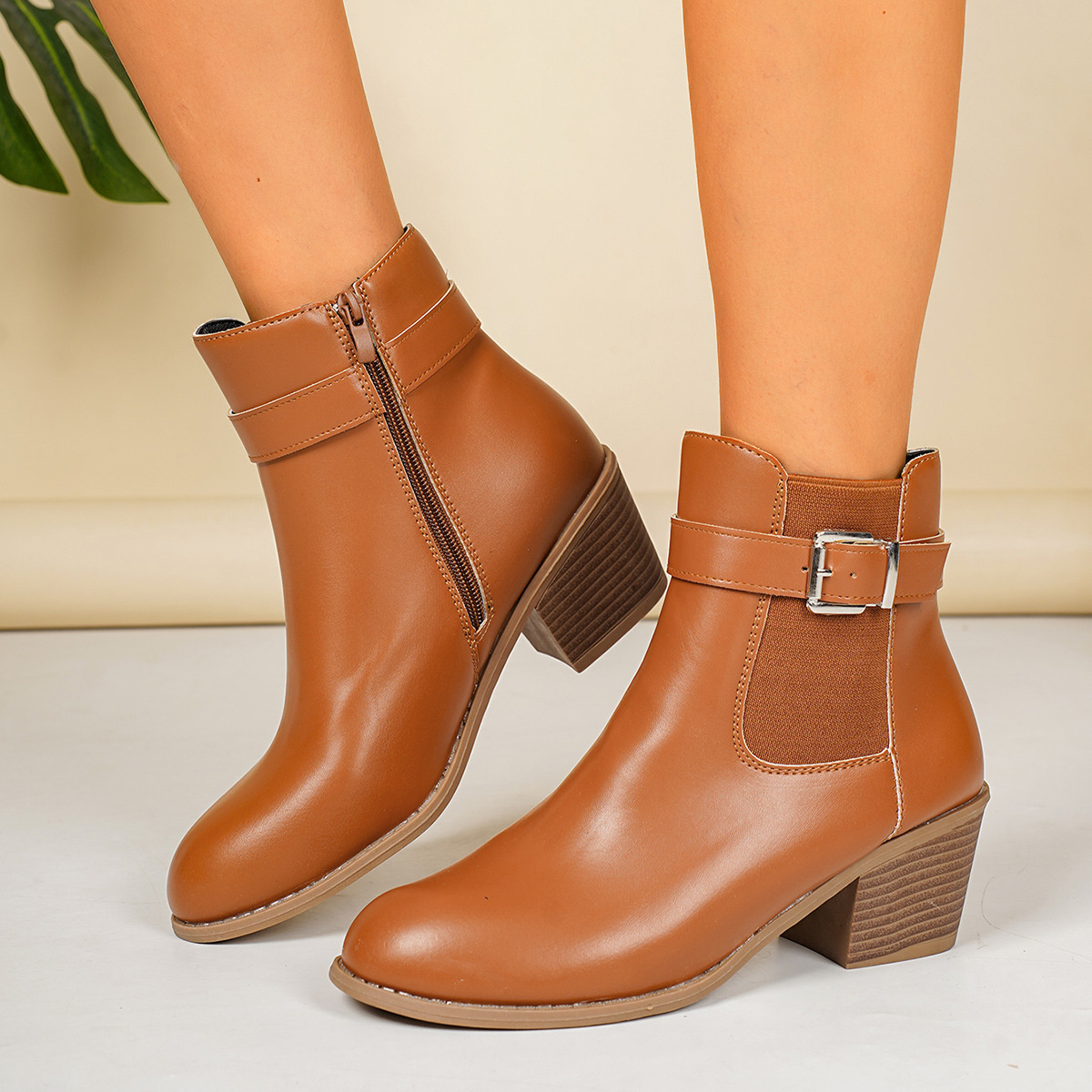 Point Toe Block Heels Boots