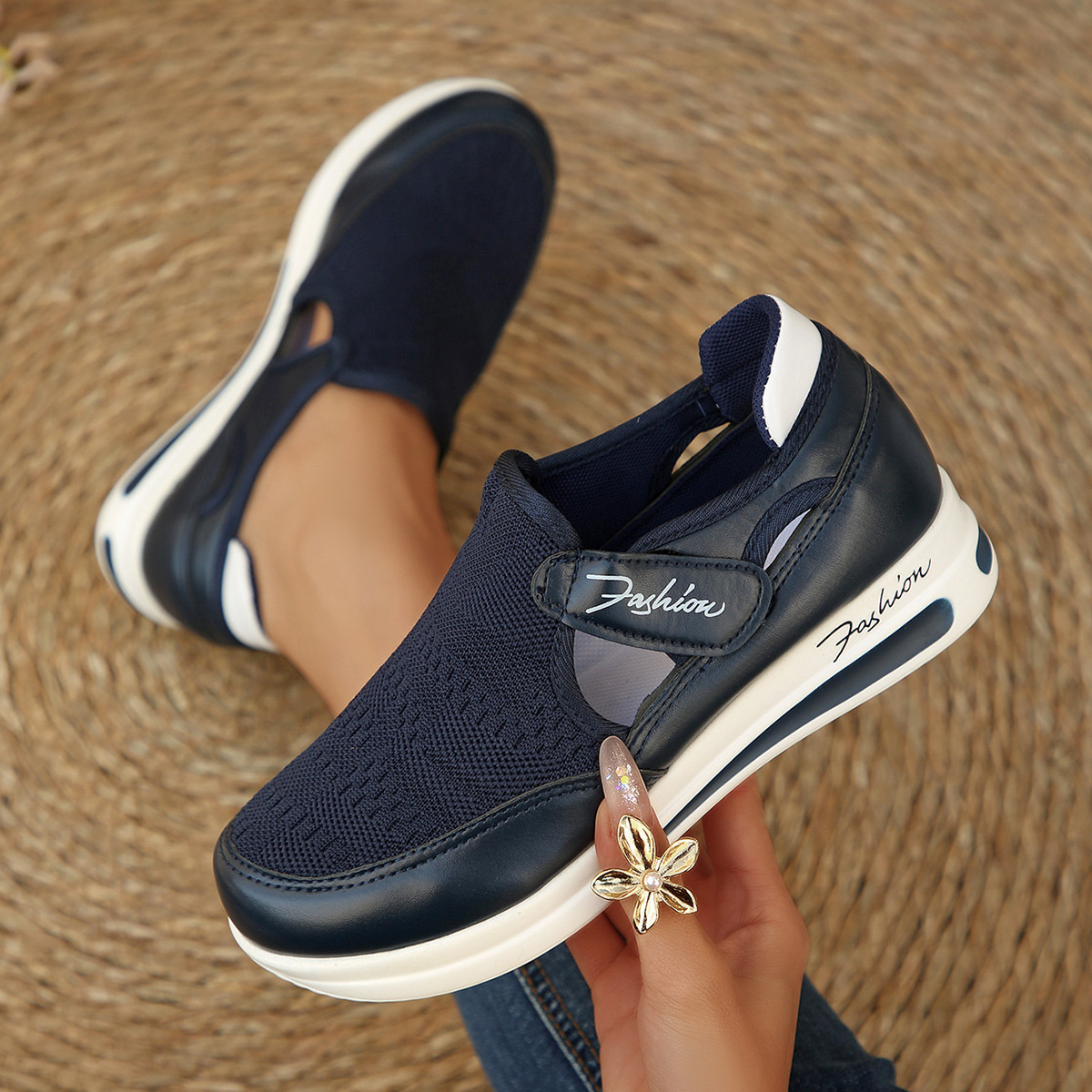 Breathable Mesh Wedge Sneakers