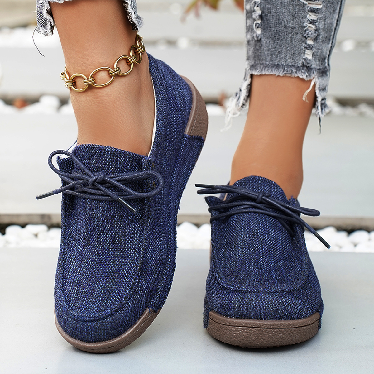 Round Toe Lace-Up Sneakers