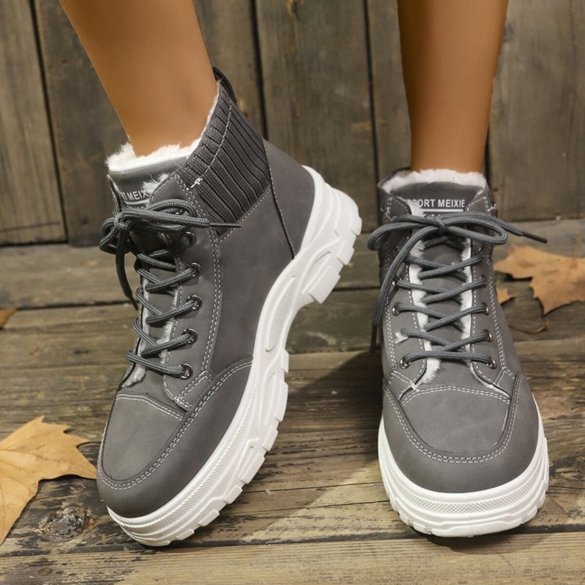 Plush Lining Lace Up Boots