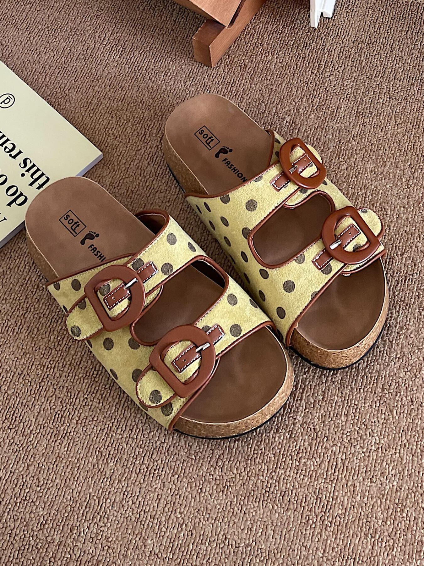 Polka Dot Double Buckle Comfort Sandals