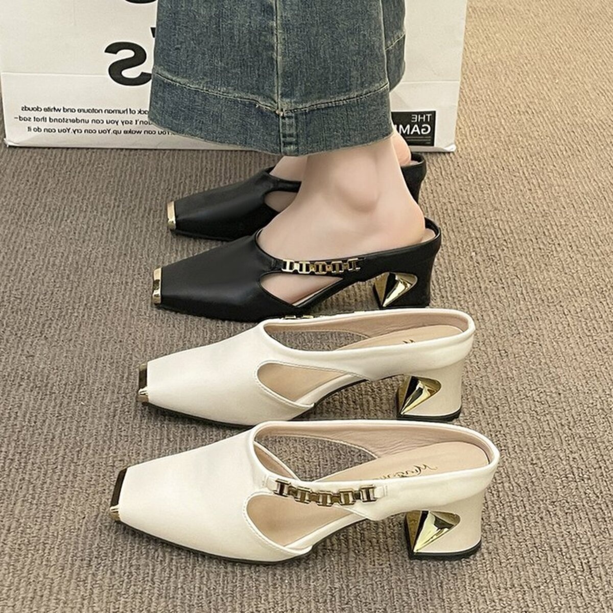 Square Toe Block Heels Sandals