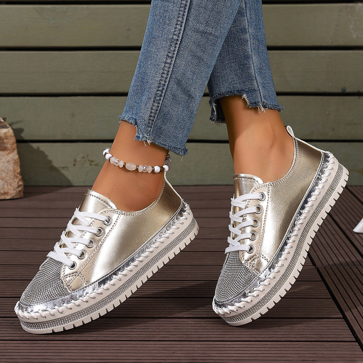 Round Toe Platform Sneakers